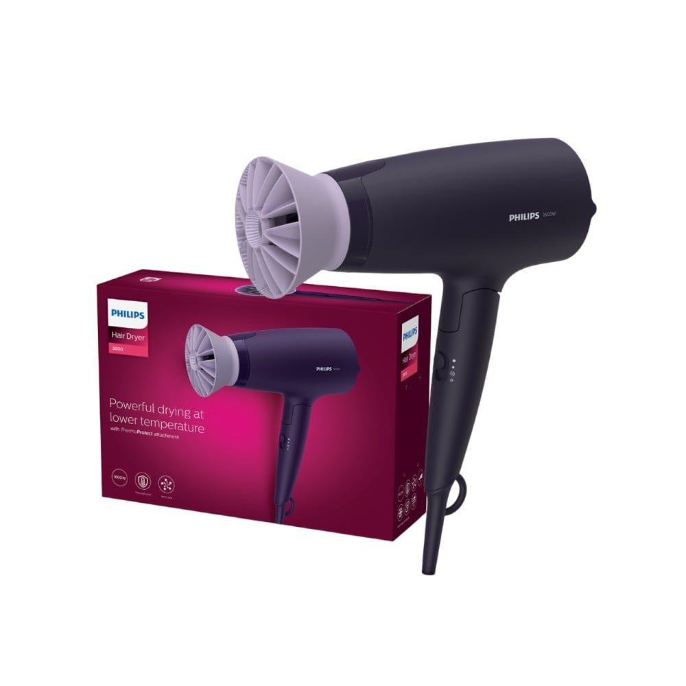 Philips BHD318/00 Hair Dryer - Powerful Drying with Less Heat (Purple, 1600W) : 1 unit
