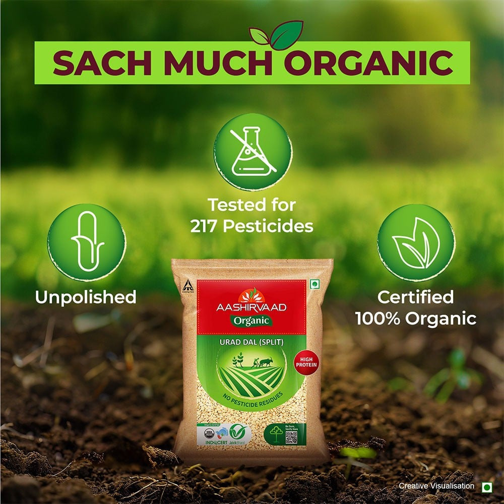 Aashirvaad 100% Organic Urad Dal (Dhuli) Split : 1 kg