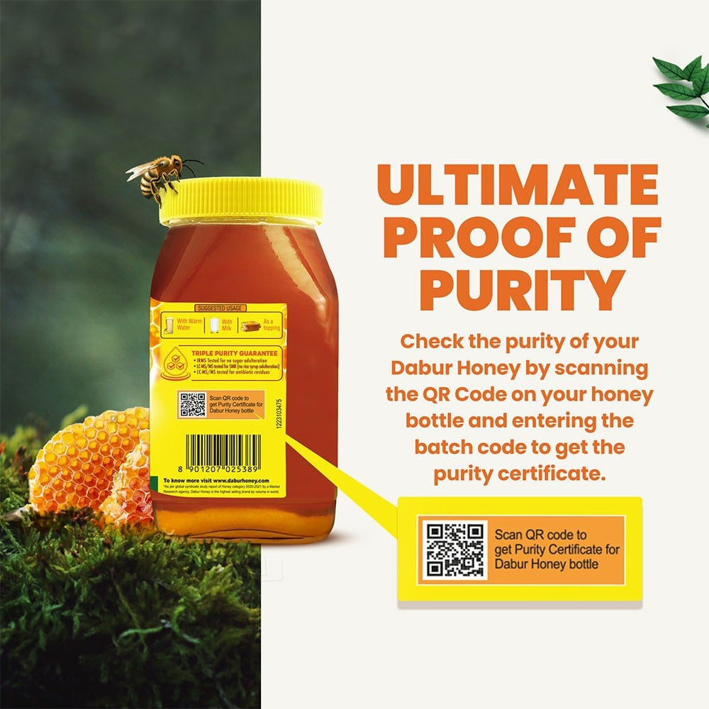 Dabur Honey - 100% Pure, World's No.1 Honey Brand (No Sugar Adulteration) : 100 g
