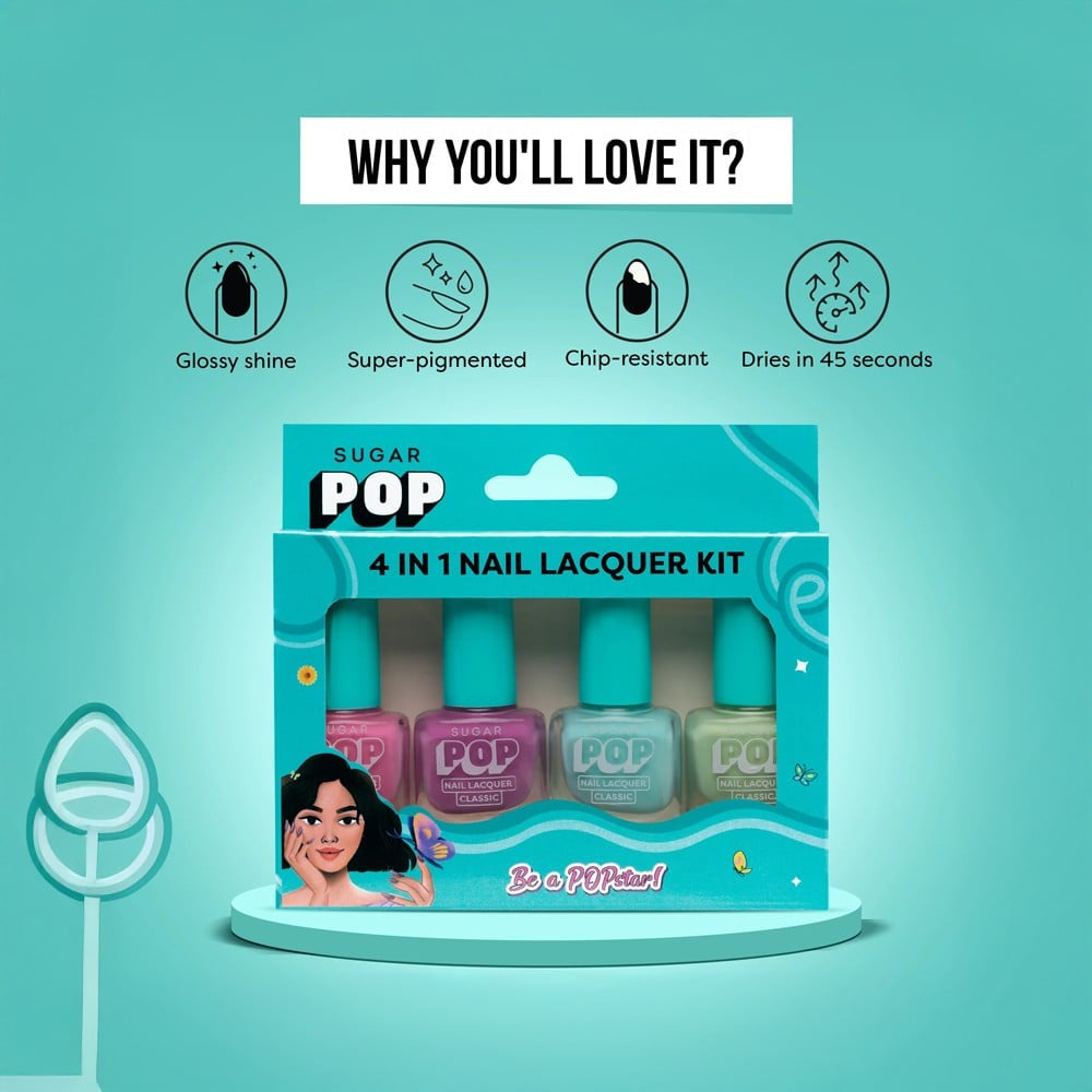SUGAR POP 4-in-1 Nail Paint Kit (04 Pastel Paradise) : 1 set