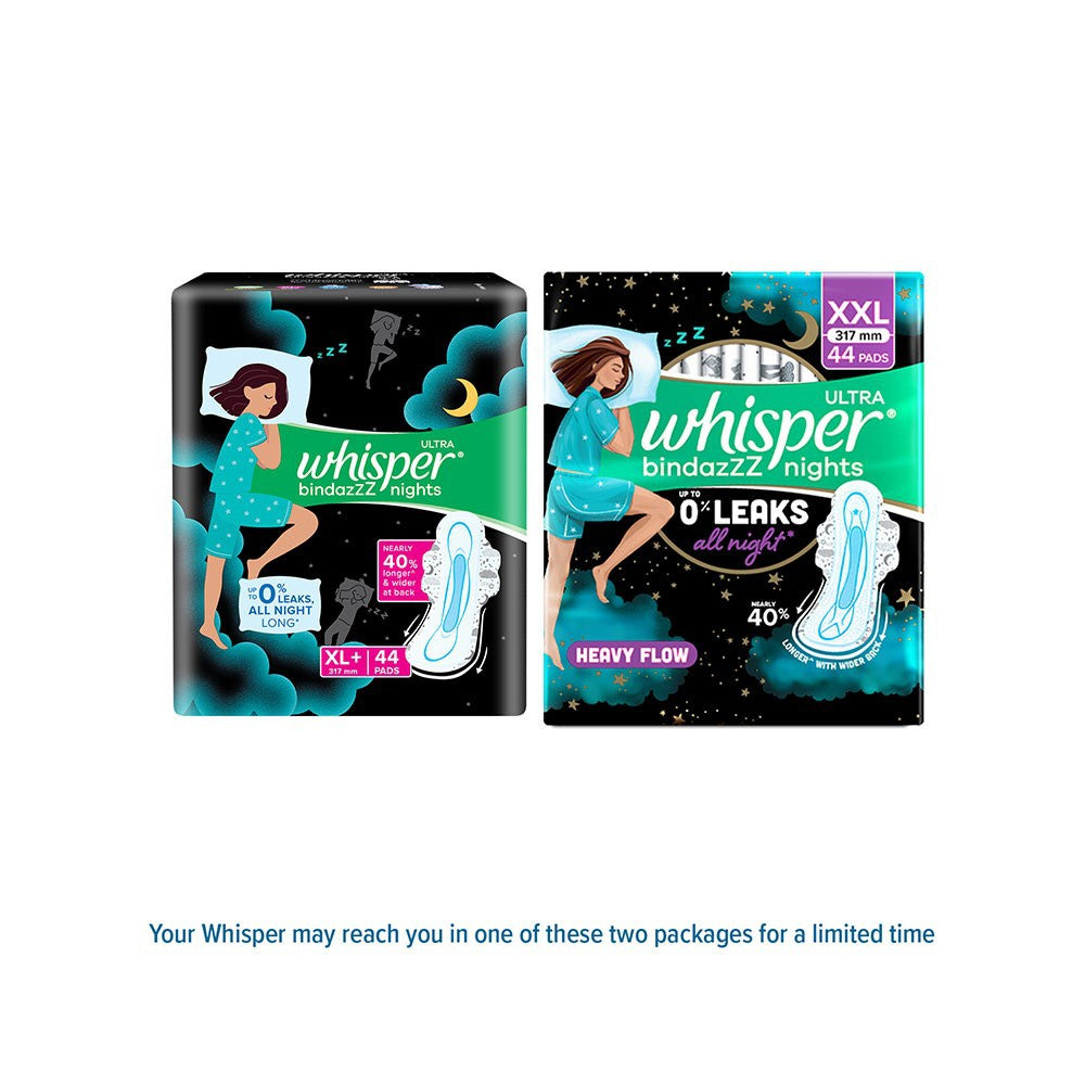 Whisper Ultra Bindaz Nights Sanitary Pads : 44 pieces