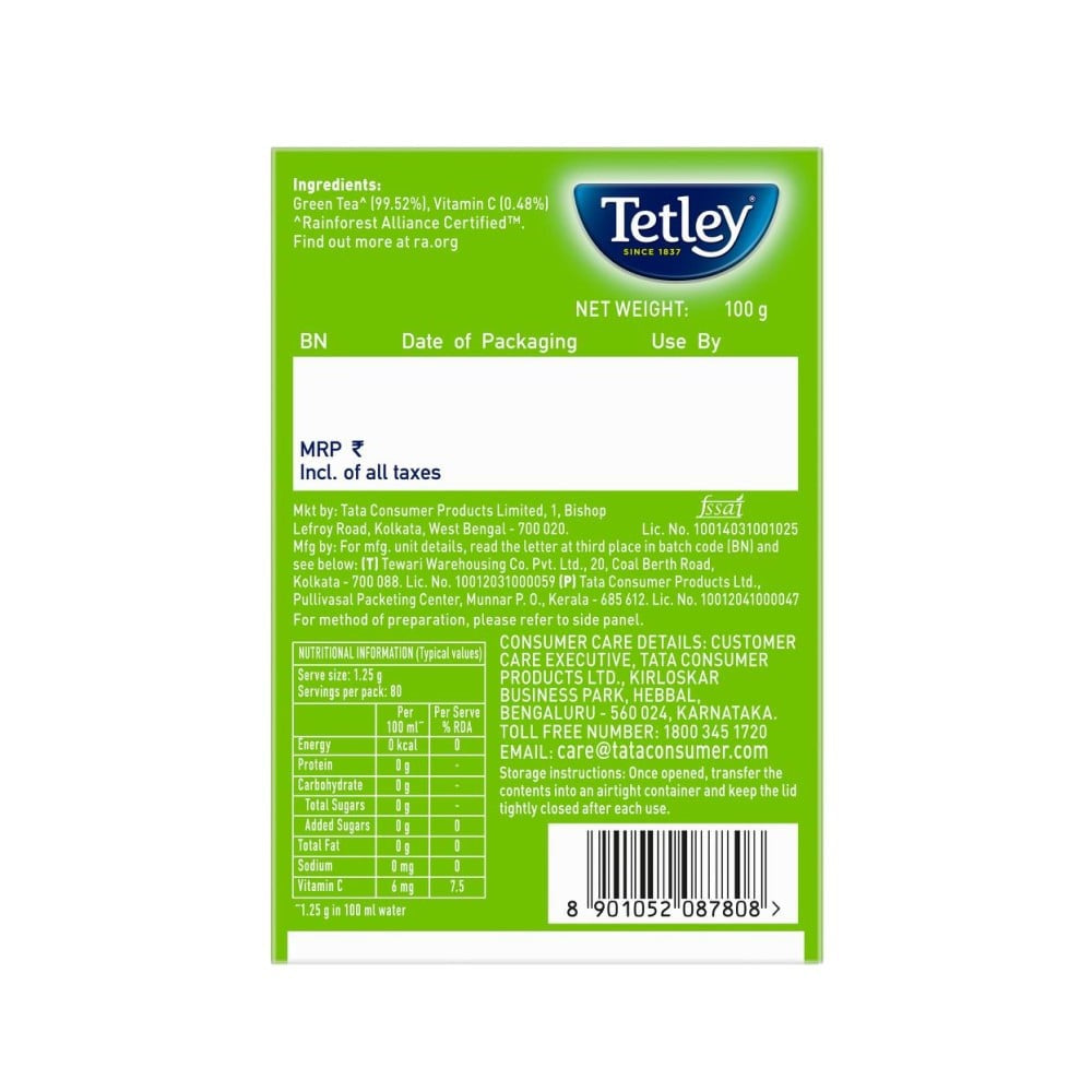Tetley Immune with Added Vitamin C Green Tea : 100 g