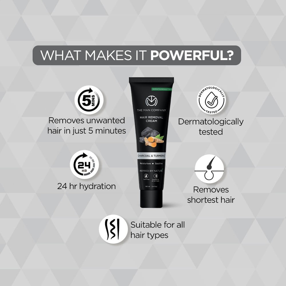 The Man Company Men's Hair Removal Cream (Charcoal & Turmeric) : 100 ml