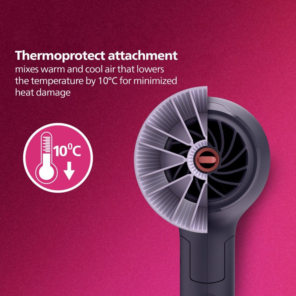 Philips BHD318/00 Hair Dryer - Powerful Drying with Less Heat (Purple, 1600W) : 1 unit
