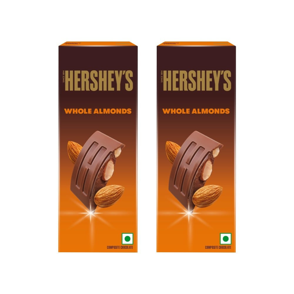Hershey's Whole Almonds Flavoured Chocolate Bar - Pack of 2 : 2 x 40 g