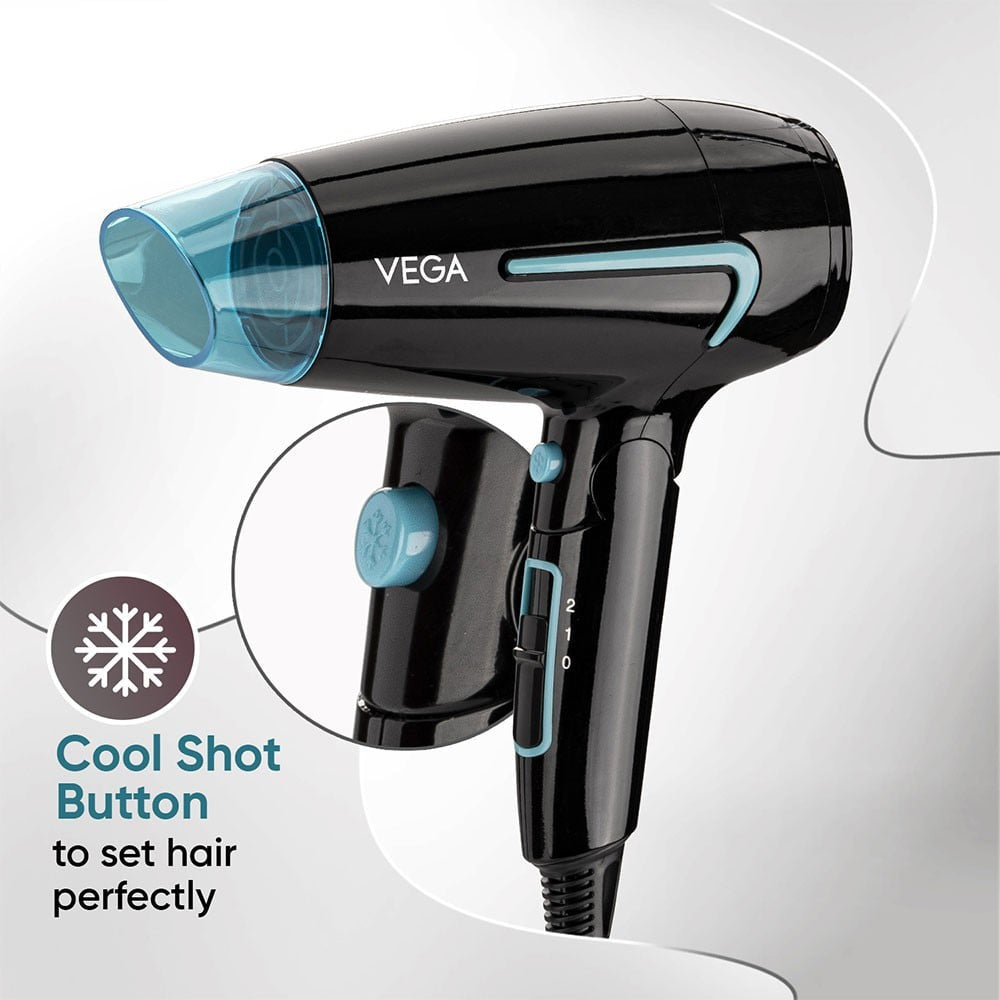 Vega U Style Foldable Hair Dryer, VHDH-24 (Black, 1600W) : 1 unit