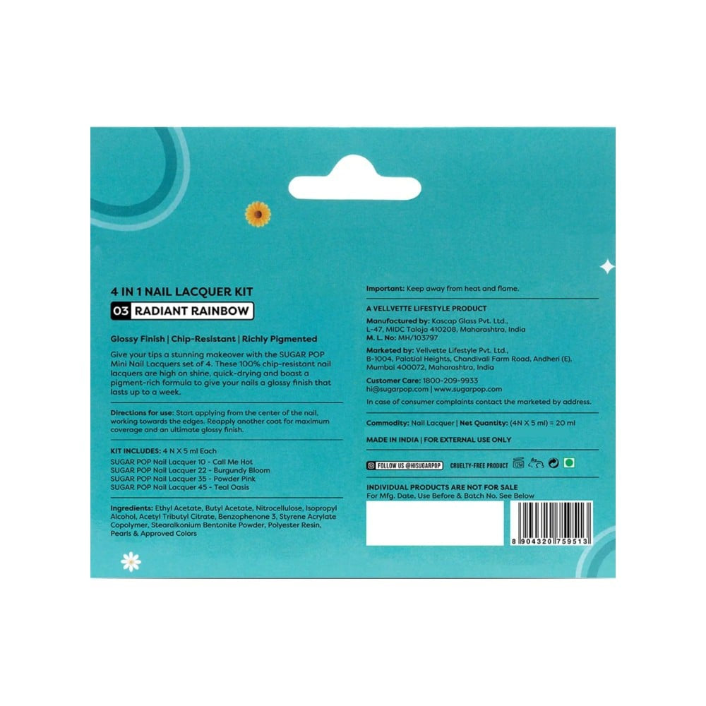 SUGAR POP 4-in-1 Nail Paint Kit (03 Radiant Rainbow) : 1 set