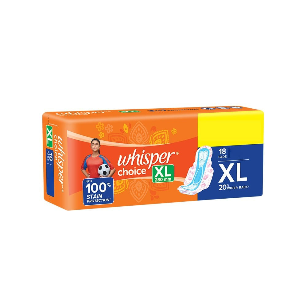 Whisper Choice Stain Protection Wings Sanitary Pads : 18 pieces
