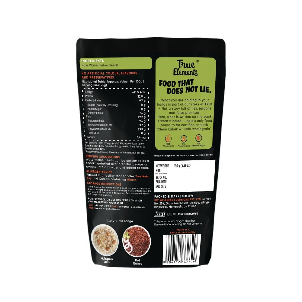 True Elements Raw Watermelon/Magaj Seeds : 150 g