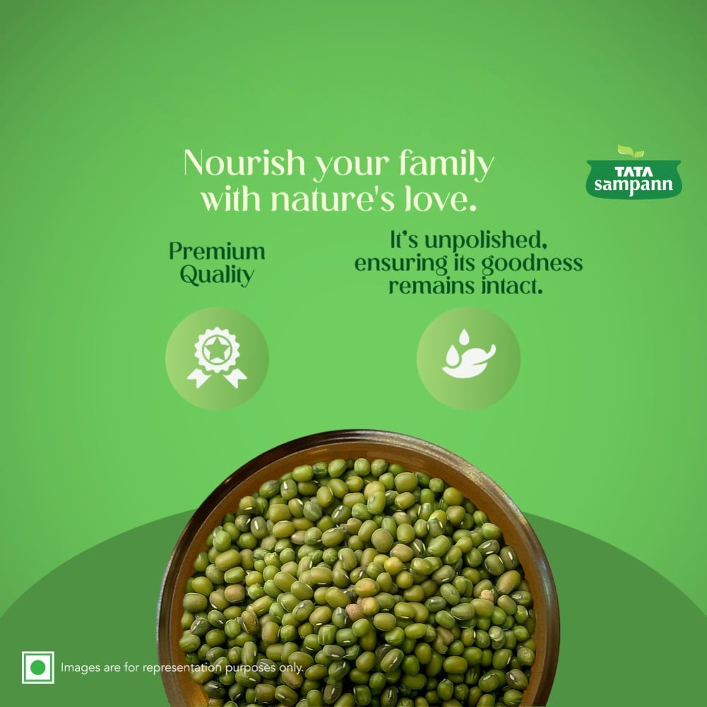 Tata Sampann Unpolished Green Moong (Sabut) Whole Dal : 500 g