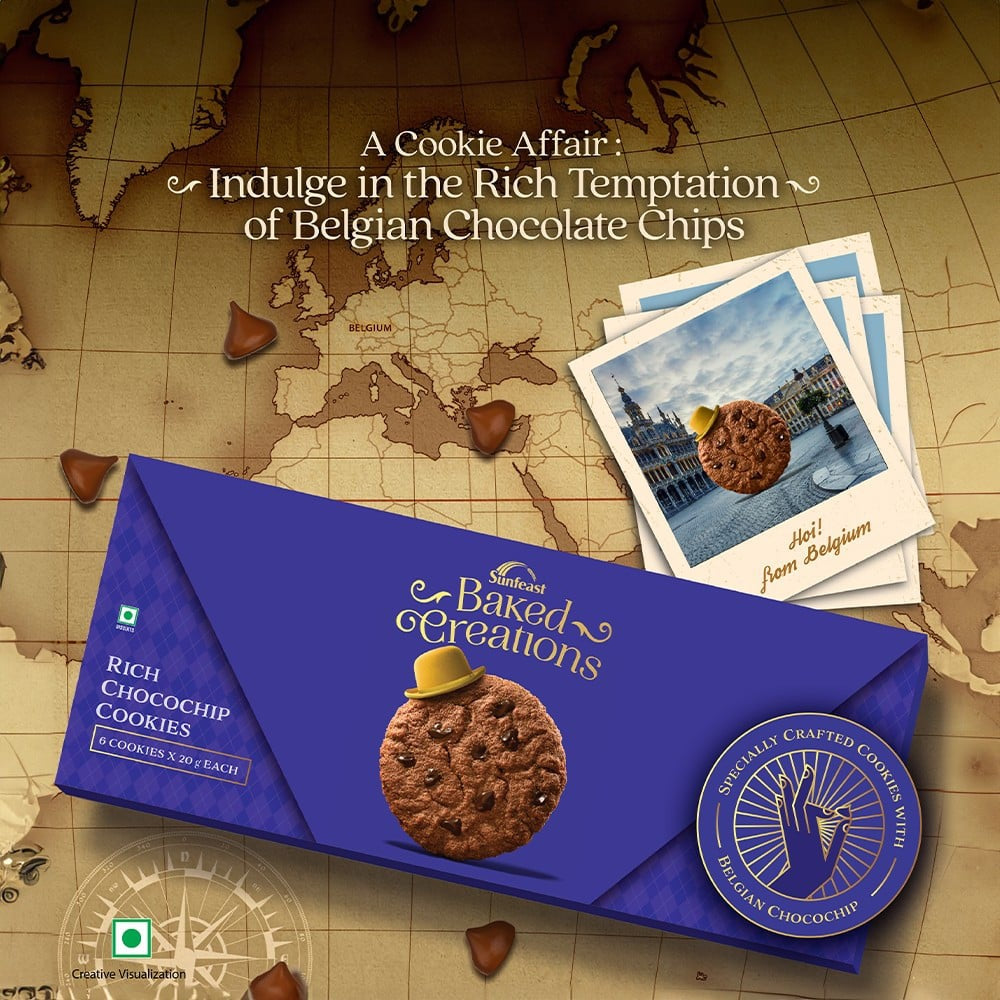 Sunfeast Baked Creations Rich Choco Chip Cookies : 6 x 20 g