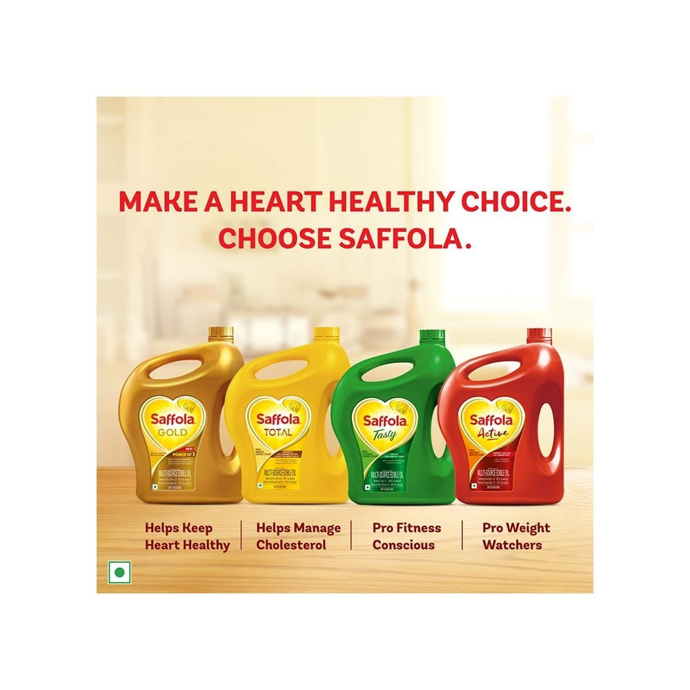 Saffola Gold Power of 3 Refined Blended Cooking Oil - Pack of 2 : 2 x 1 ltr