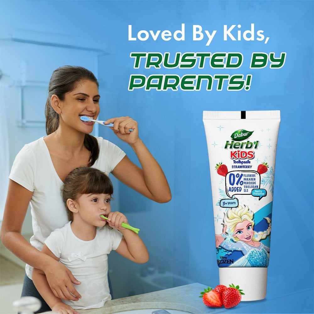 Dabur Herb'l Kids Toothpaste (Frozen, 3+ years, Strawberry Flavour) : 80 g