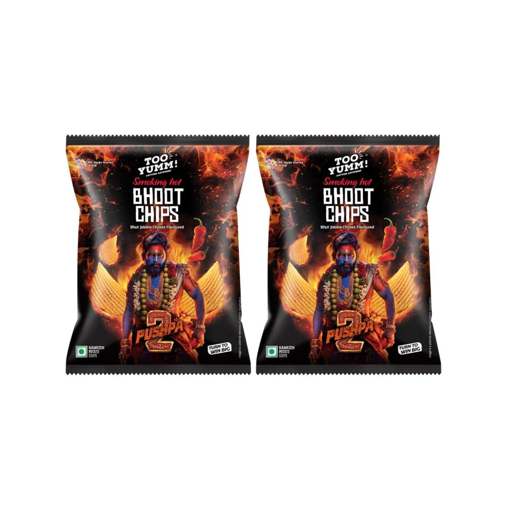 Too Yumm Smoking Hot Bhoot Potato Chips (Bhut Jolokia Chillies) - Pack of 2 : 2 x 82 g