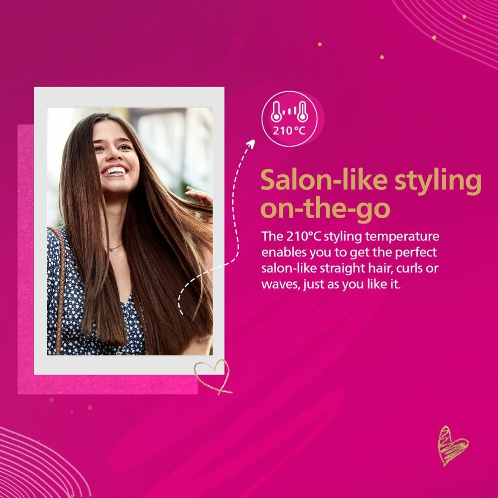 Philips BHS286/00 Style On the Go Hair Straightener (Peach, 31-33 W) : 1 unit