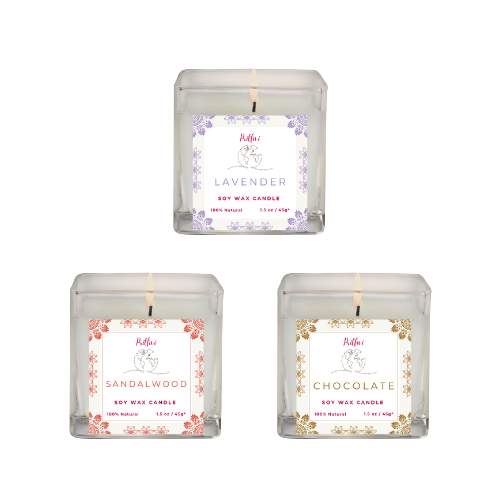 Soy Wax Candle Set of 3 Candles - Lavender, Sandalwood, Chocolate