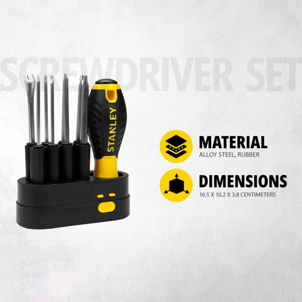 STANLEY STHT62511-8 9-Way Screw Driver Set with Storage Case : 1 set
