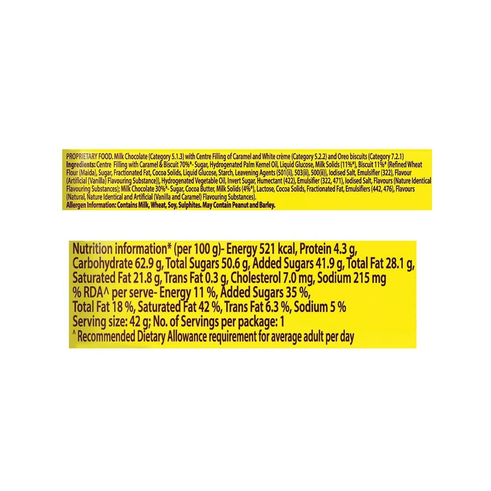Cadbury 5 Star Oreo Chocolate Filled Bar : 42 g