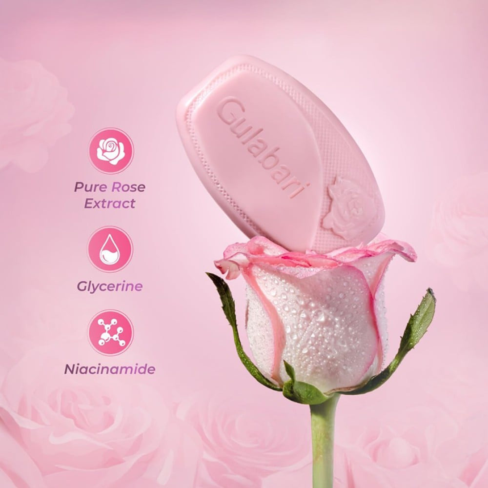 Dabur Gulabari Radiant Rose Glow Soap : 150 g x 4