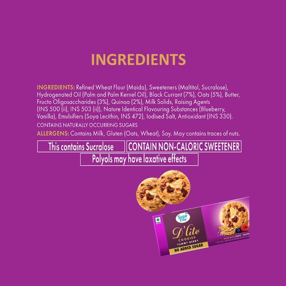 Sugar Free D'Lite Yummy Berry Cookies : 75 g