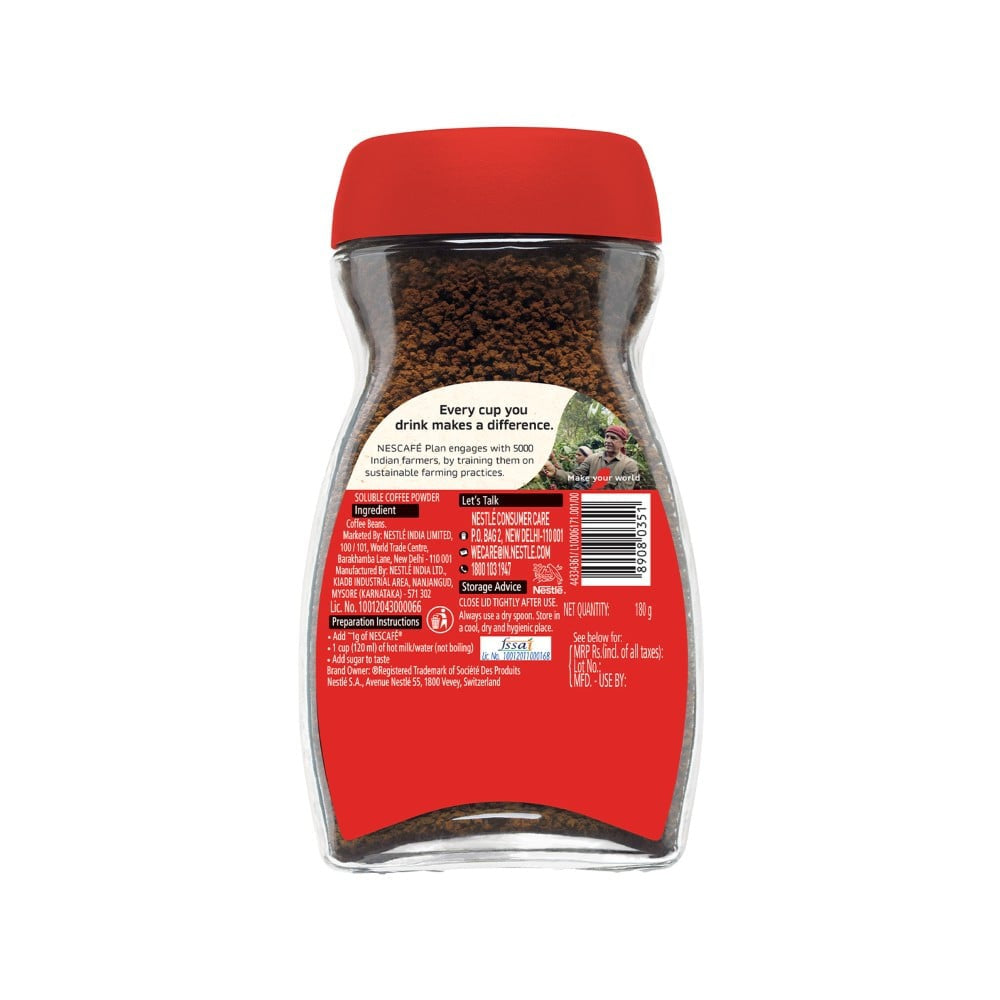 Nescafe Classic 100% Pure Instant Coffee Powder : 180 g