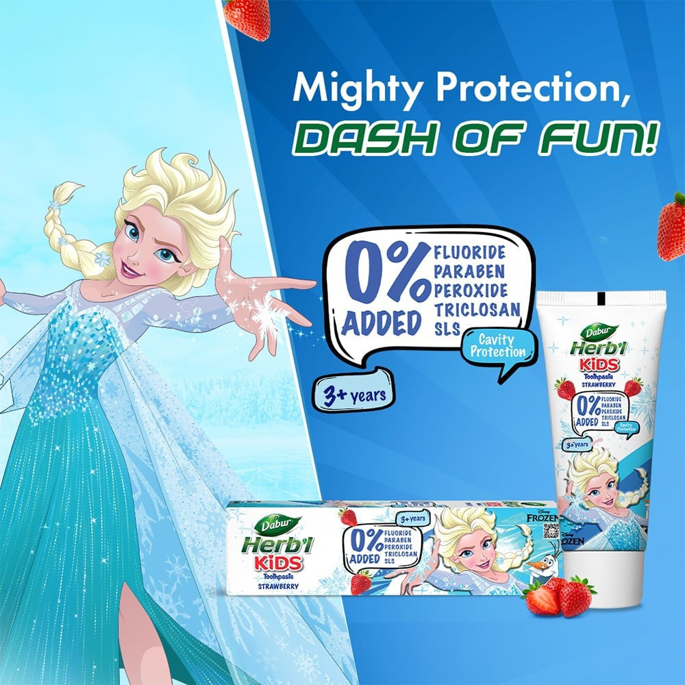 Dabur Herb'l Kids Toothpaste (Frozen, 3+ years, Strawberry Flavour) : 80 g