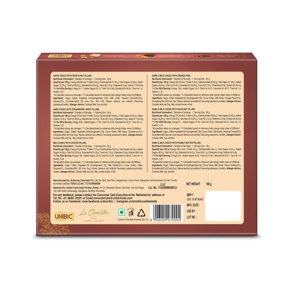 Unibic Le Chocolatier Assorted Chocolate Gift Pack : 168 g