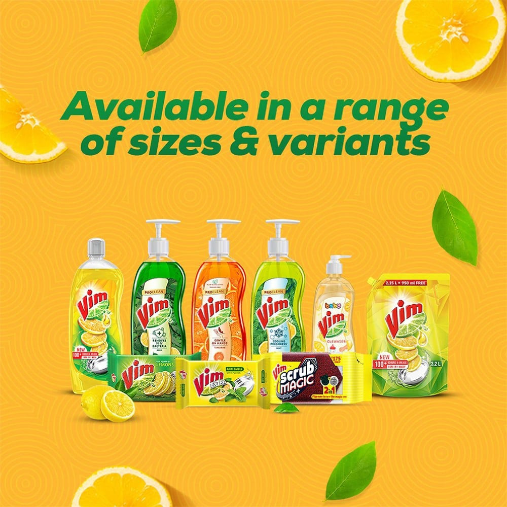 Vim Lemon Dishwash Gel with Tropical Lemon Freshness : 3.2 ltr