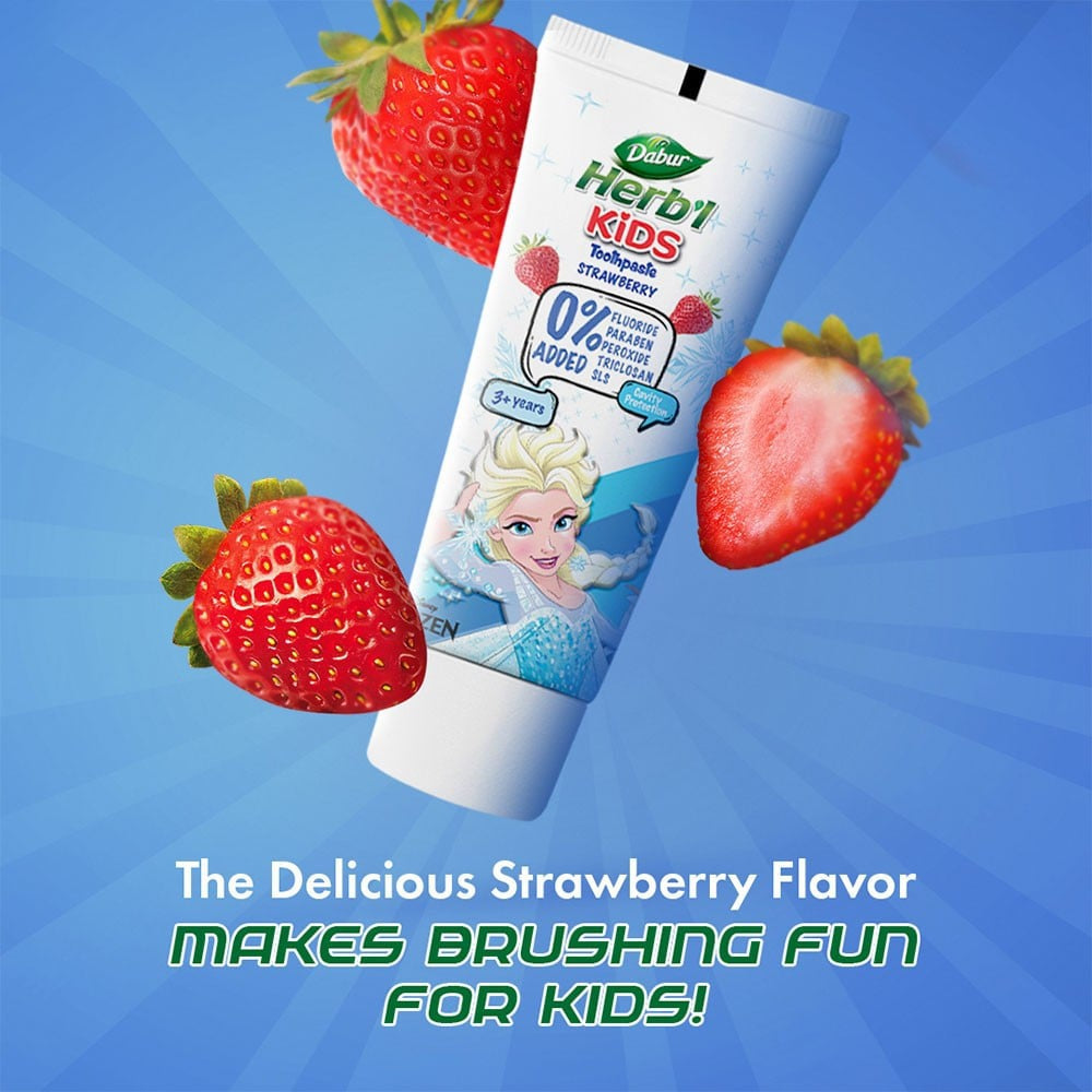 Dabur Herb'l Kids Toothpaste (Frozen, 3+ years, Strawberry Flavour) : 80 g