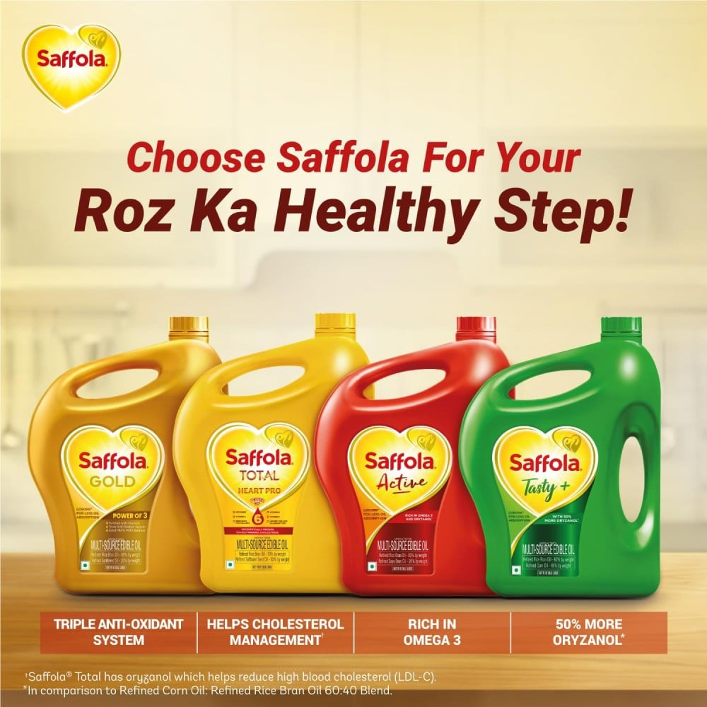 Saffola Gold Power of 3 Refined Blended Cooking Oil : 1 ltr