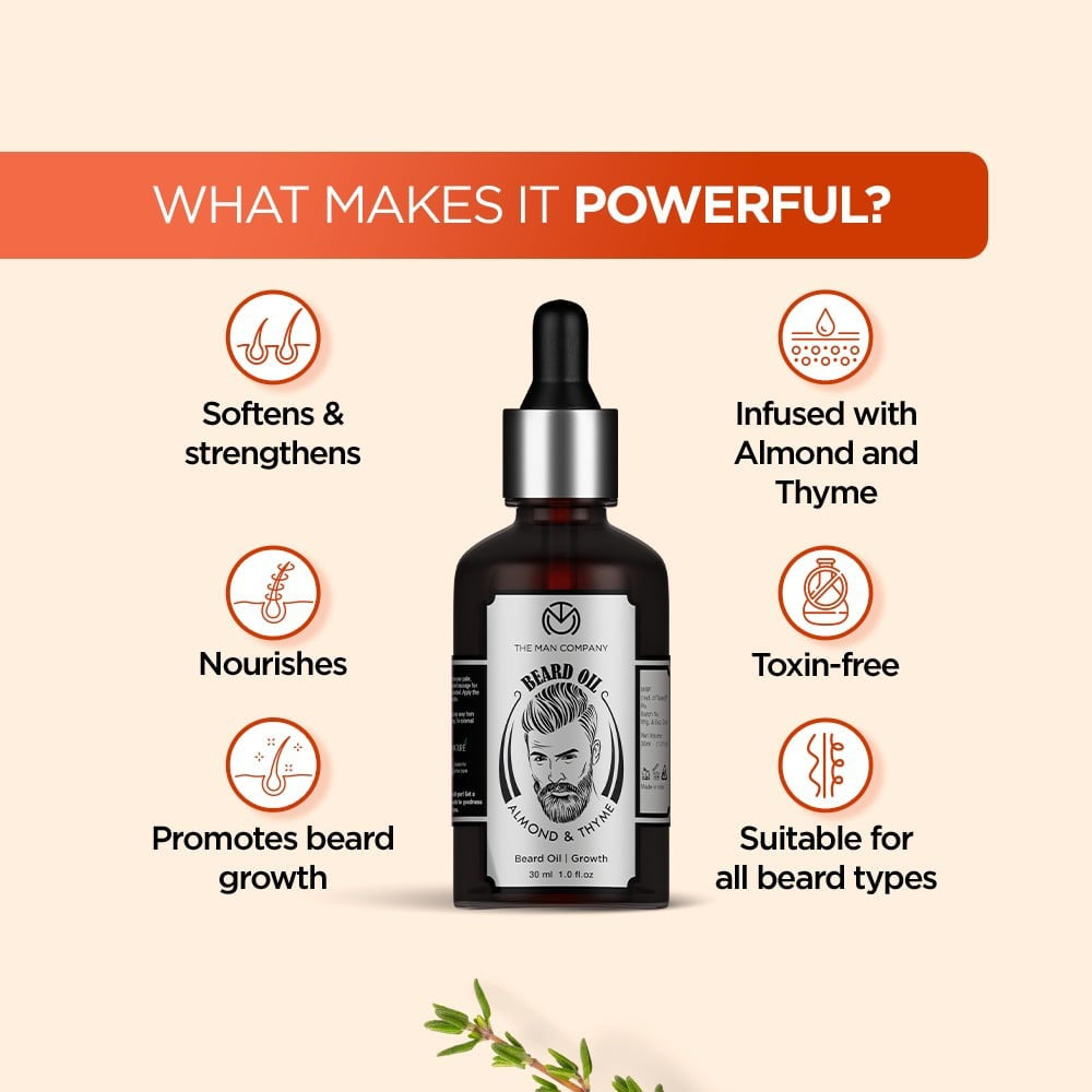The Man Company Almond & Thyme Growth Beard Oil : 30 ml