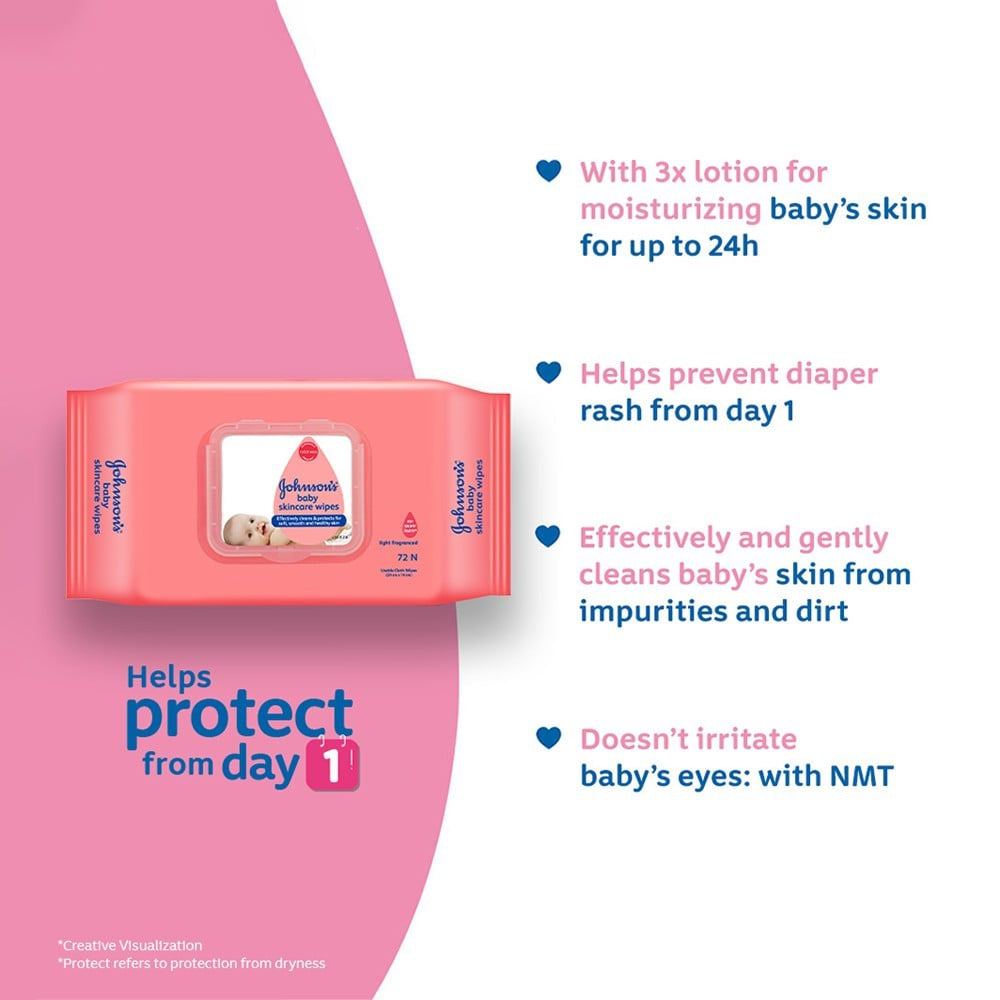 Johnson's Skincare Baby Wipes - Pack of 2 : 2 packs (2 x 72 wipes)