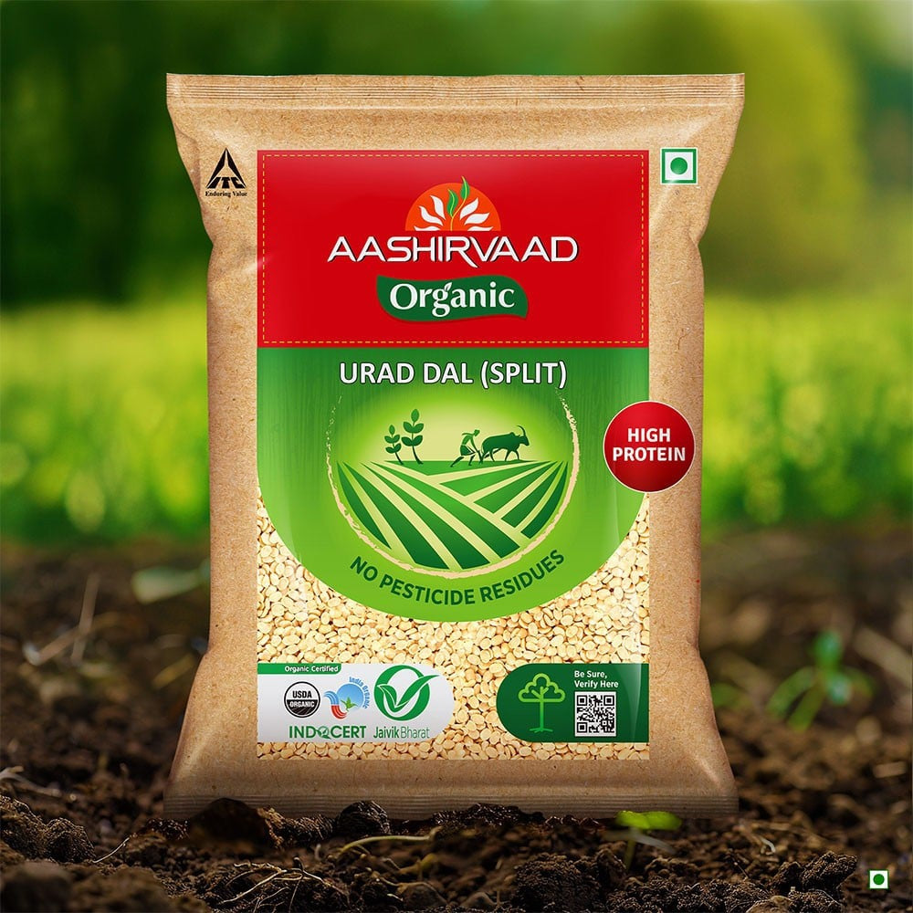 Aashirvaad 100% Organic Urad Dal (Dhuli) Split : 1 kg