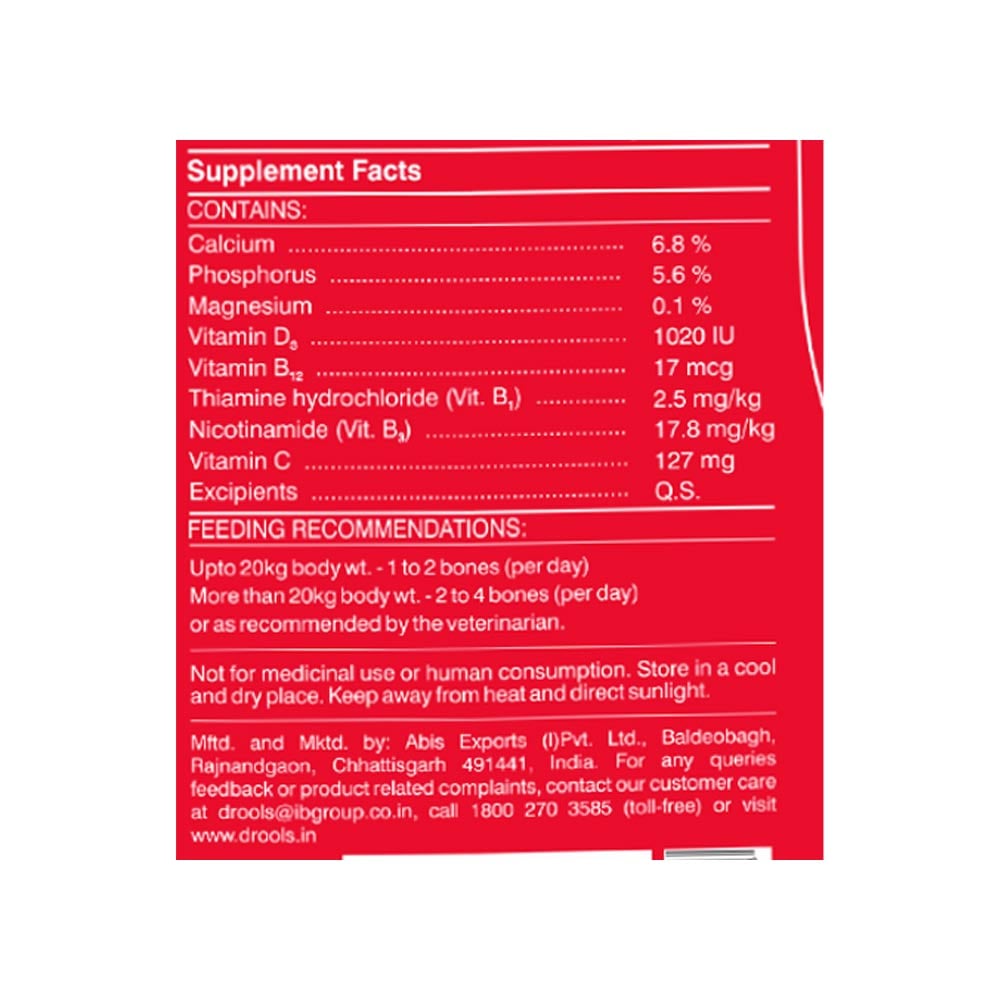 Drools Absolute Calcium Bone Dog Supplement - 40 Pcs : 600 g