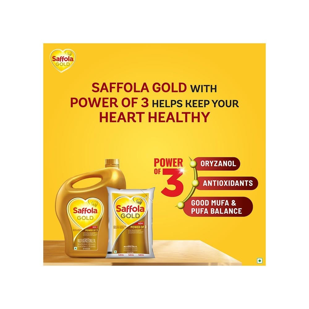 Saffola Gold Power of 3 Refined Blended Cooking Oil - Pack of 2 : 2 x 1 ltr