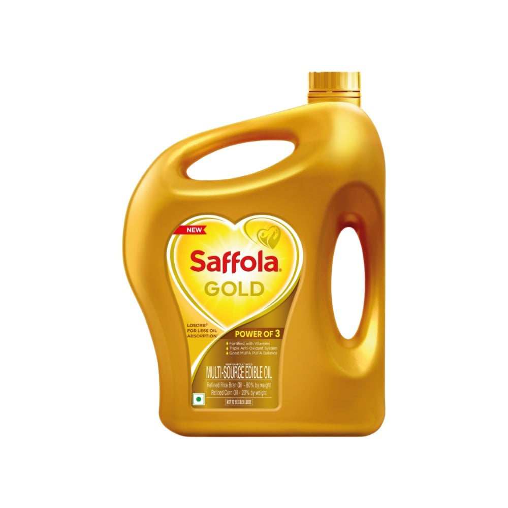 Saffola Gold Power of 3 Refined Blended Cooking Oil : 3 ltr