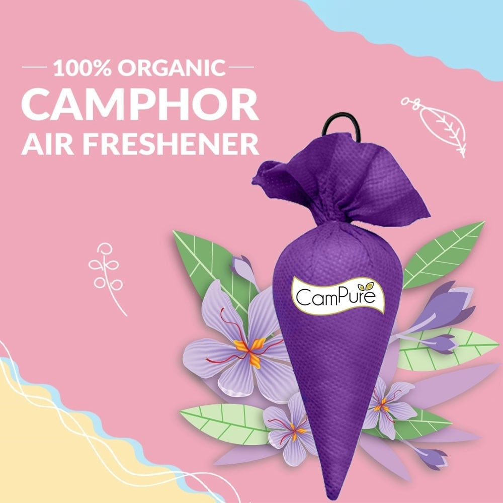 CamPure 100% Organic Camphor Car Freshener Cone - Lavender : 60 g