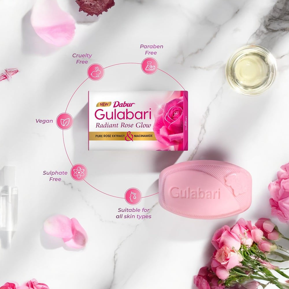 Dabur Gulabari Radiant Rose Glow Soap : 150 g x 4