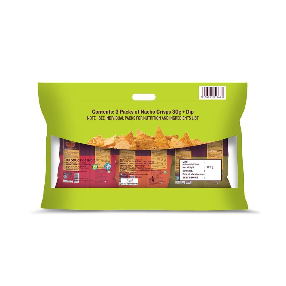 Cornitos Nachos Crisps & Dip Combo : 3 x 30 g + 1 unit