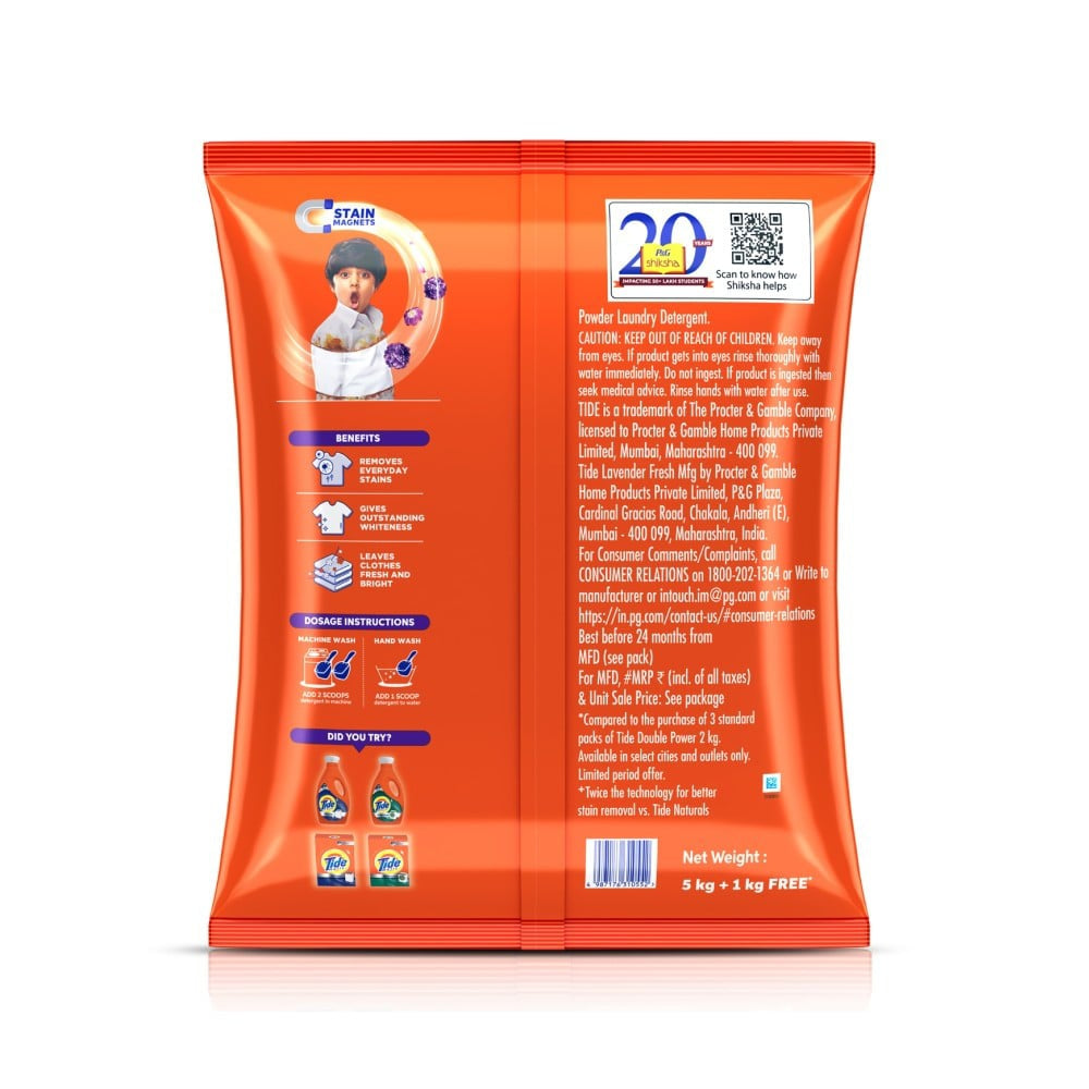 Tide Double Power Detergent Powder (Lavender Fresh) : 6 Kg