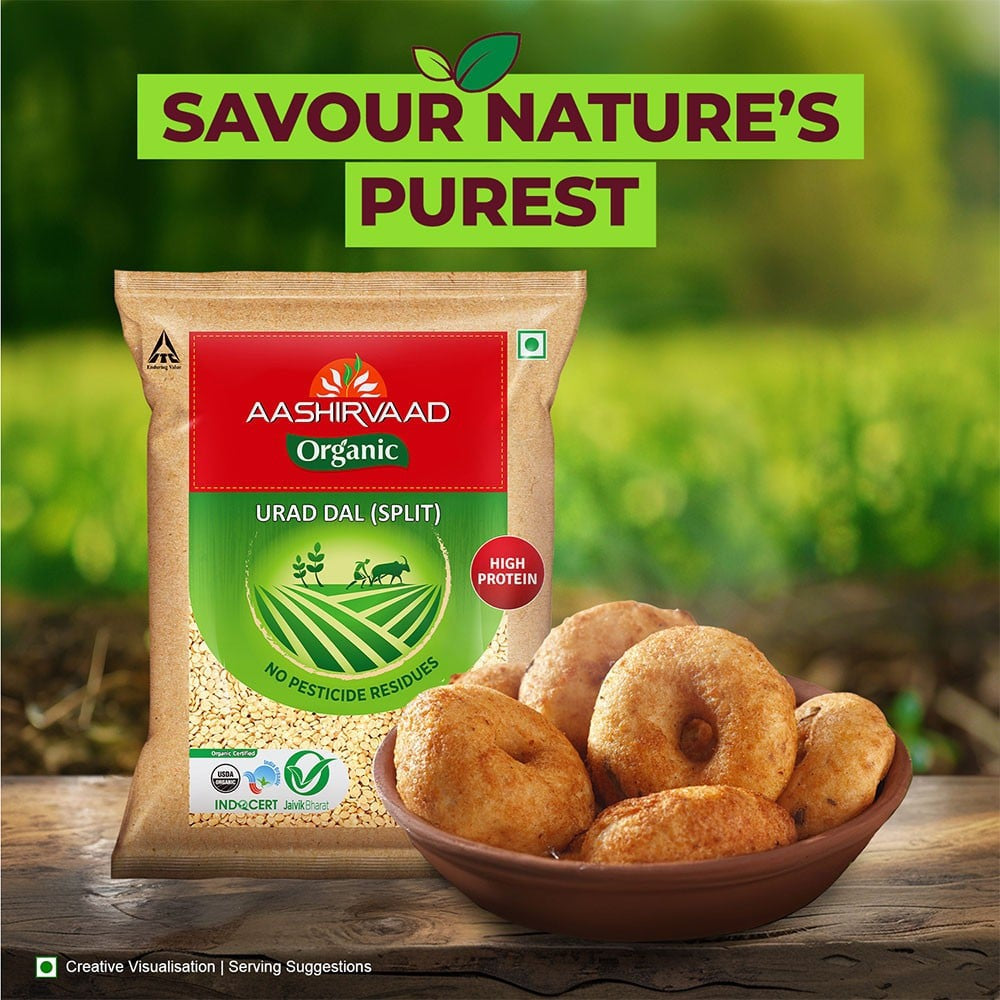 Aashirvaad 100% Organic Urad Dal (Dhuli) Split : 1 kg