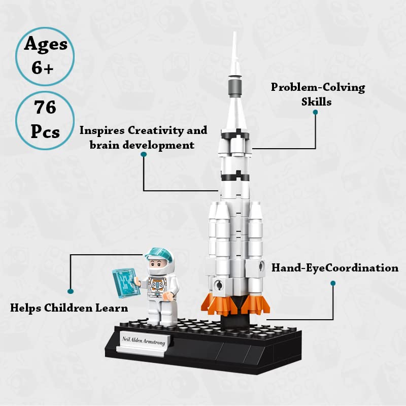 Sibit DIY Rocket Bricks: Build Your Own Space Adventure! 76-Piece Set