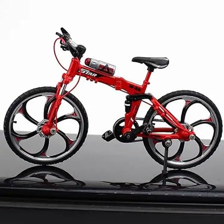 1:8 Miniature Bike Model - Alloy Mini Retro Style Classic Bicycle Toy (Red)