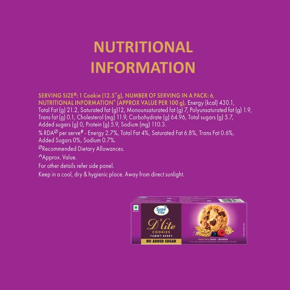 Sugar Free D'Lite Yummy Berry Cookies : 75 g