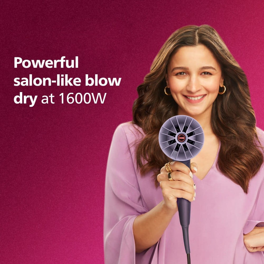 Philips BHD318/00 Hair Dryer - Powerful Drying with Less Heat (Purple, 1600W) : 1 unit