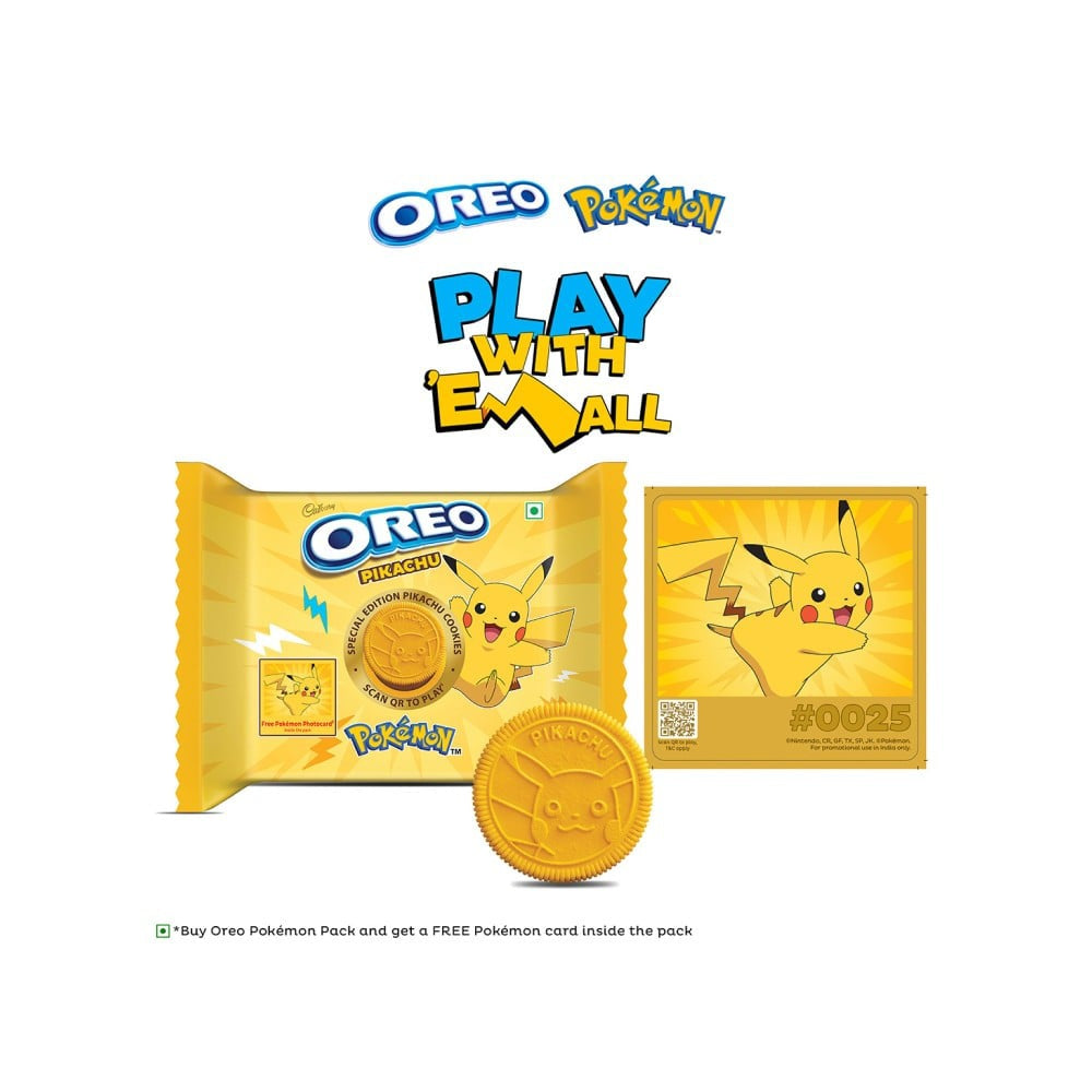 Cadbury Oreo Pokemon Pikachu Yellow Sandwich Cream Biscuits : 275.55 g