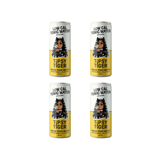 Tipsy Tiger Indian Tonic Water (Low Sugar & Calorie) - Pack of 4 : 4 x 250 ml