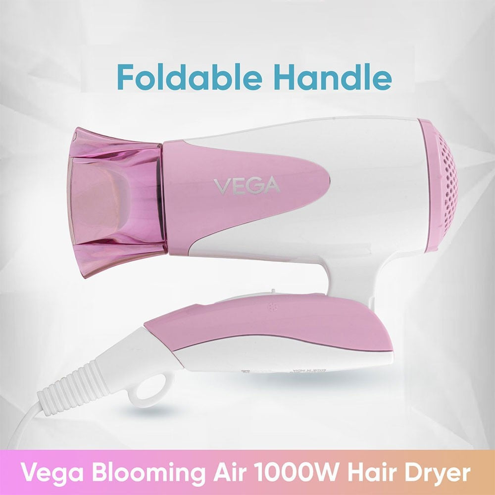 Vega Blooming Air Foldable Hair Dryer, VHDH-05 (Pink & White, 1000W) : 1 unit