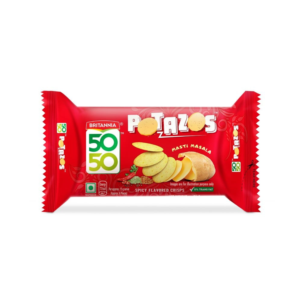 Britannia 5050 Potazos Masti Masala Spicy Flavoured Crisps : 71.5 g