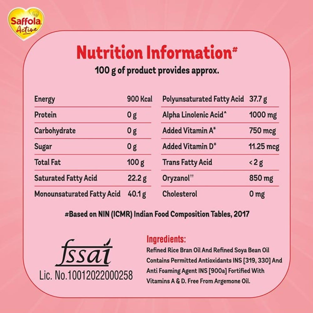 Saffola Active Pro Weight Watchers Edible Oil : 5 ltr